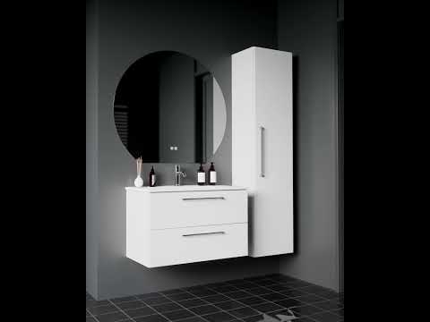 kielle Vega - Waschtischunterschrank mit Waschtisch, 60x50x46 cm, 2 Auszüge, Weiß glänzend 50018S60