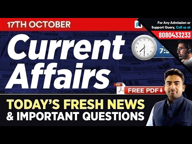 17th October Current Affairs Daily Current Affairs Quiz Bonus