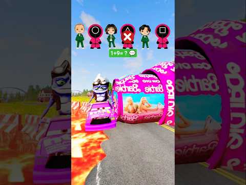 Crazy Frog & Spiderman & MrBeast & Gummy Bear VS Bollord Barbie in BeamNG.drive #shorts #beamngdrive