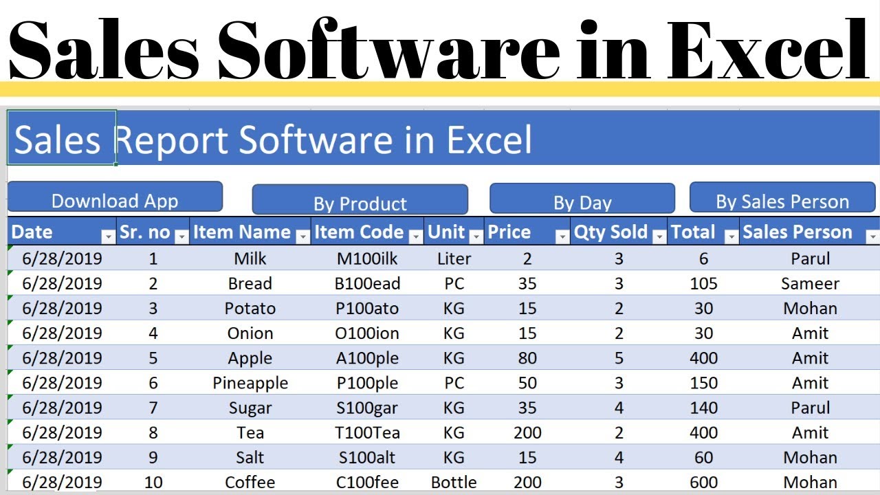Sales Report Software in Excel