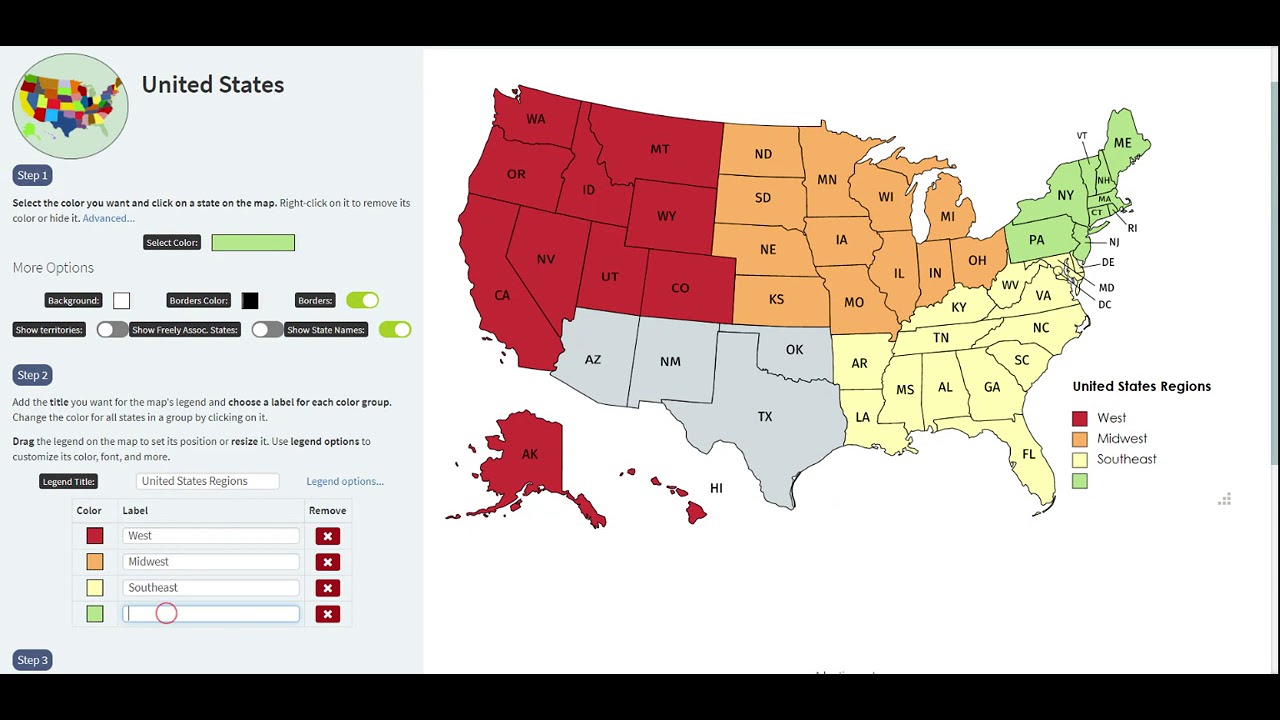 Creating a simple US states map with MapChart