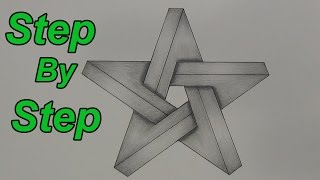 How To Draw An Impossible Star Step By Step - 3D Star - Impossible Shapes
