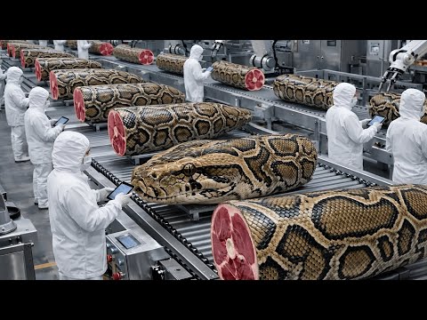 The Massive Scale of Python Farming: Meat & Luxury Leather Process 🐍