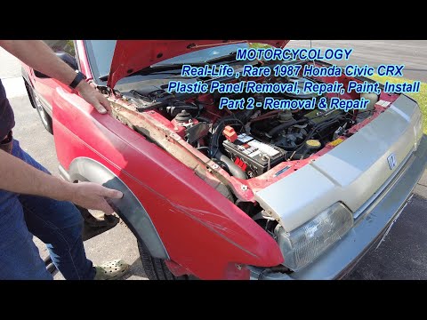 Real-Life Rare 1987 Honda CRX  - Original One Owner Plastic Body Panel Removal and Repair - Part 2