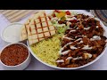 Shawarma Rice Platter,Chicken Shawarma,Garlic Sauce,Hot Sauce Recipe By Recipes Of The World