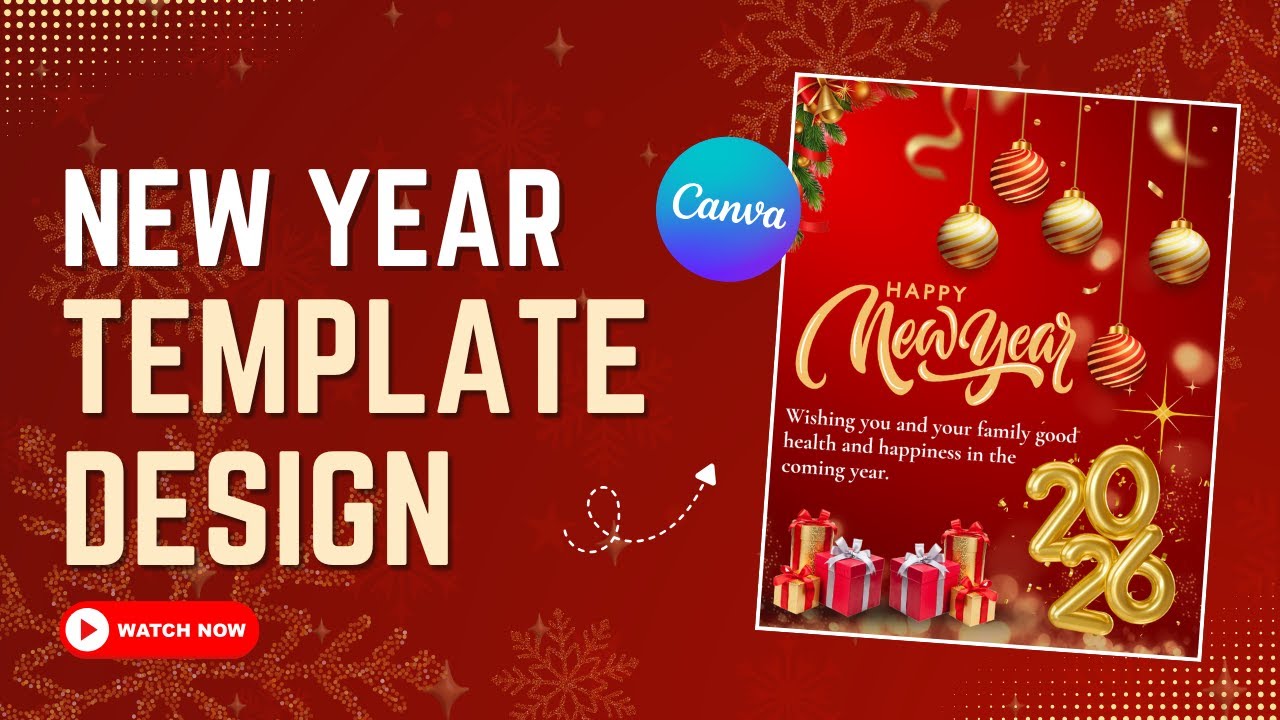 New Year Modern Poster Design in Canva   New Year 2026 #newyear2026