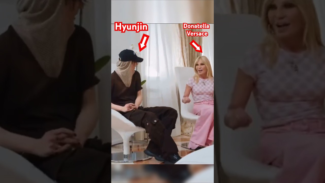 Hyunjin with Donatella Versace in 2024 🖤 ©ig donatella versace #hyunjin  #hyunjinxversace #straykids