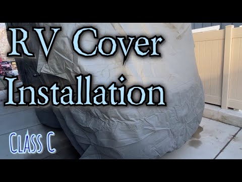 RV Cover installation on Motorhome Class C