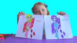 3 маркера челлендж с мамой. 3 marker challenge. Рисуем Рарити