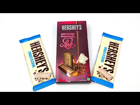 New Hershey's Bar Valentine Greeting Cookies & Creme Chocolate Pack Opening | Unwrap Happiness Love