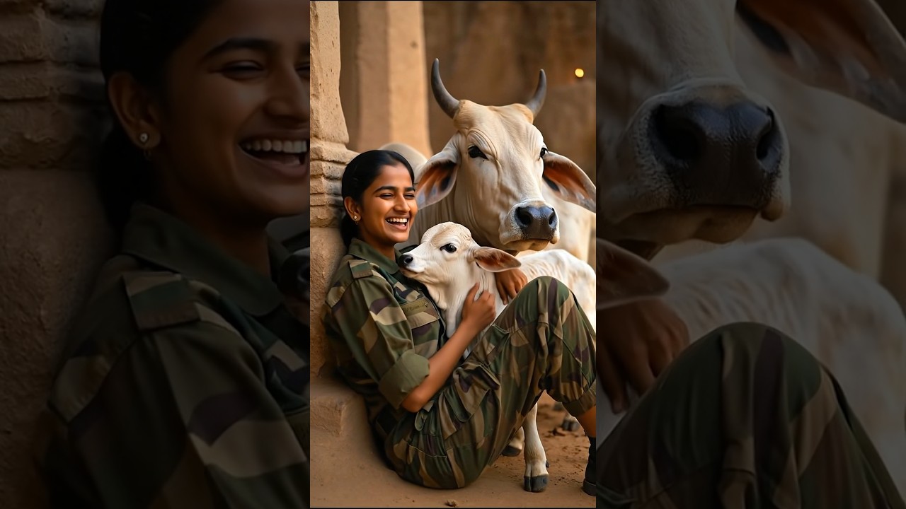 Lady Soldier Saves Baby Calf From Demon#ai #army #save #revenge #horror