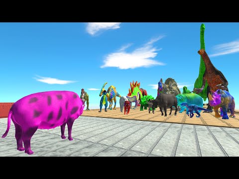 Race to get a run eat Pink PIG #7 - Animal Revolt Battle Simulator