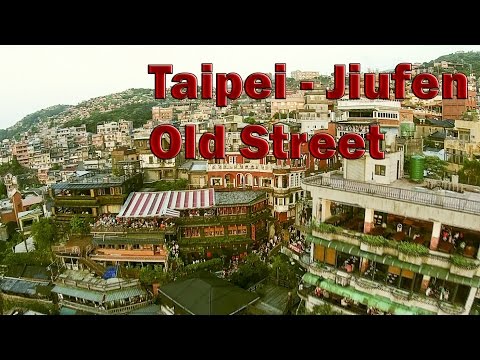 Taipei - Jiufen Old Street Drone View, Ruifang, nova cidade de Taipei, Taiwan - Jiufen Old Street, distrito de Ruifang, nova cidade de Taipei, Taiwan