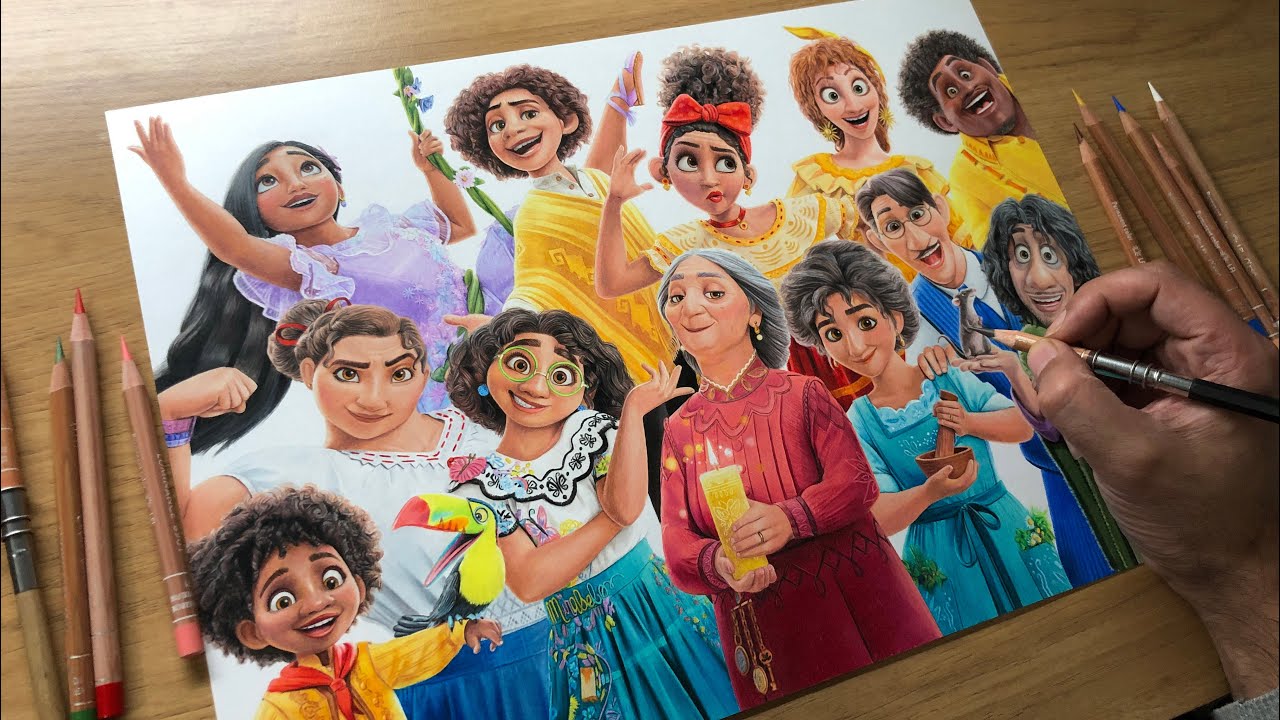 Drawing La Familia Madrigal - Encanto - Time-lapse | Artology