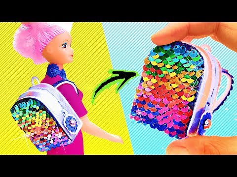 DIY Miniature SEQUIN Backpack & School Supplies (Pen, Notebooks, Pencil case) REALLY WORKS Video