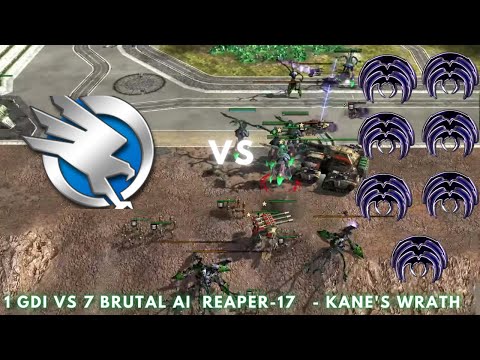 1 GDI vs 7 Brutal AI  Reaper-17   - Kane's Wrath
