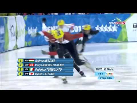 KESZLER, TOMBOLATO, TATSUMI 500m Heats 4 26th Winter Universiade, Trentino, 2013 Ladies'