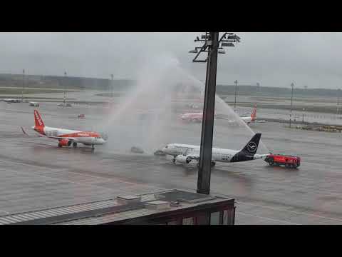 BER Airport Opening with Water Fountain