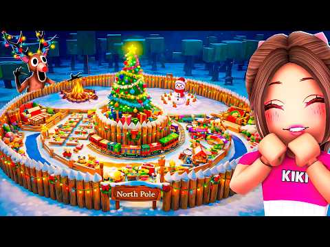 Building a CHRISTMAS TOWN In 99 Nights In The Forest!