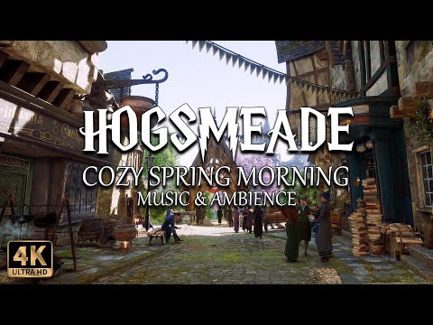 A Cozy Spring Morning in Hogsmeade | 4K Harry Potter Music & Ambience