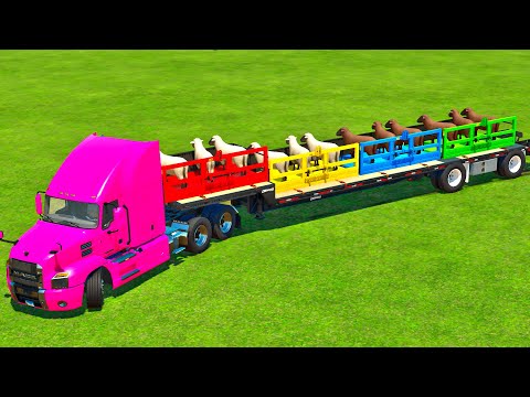 GARAGE OF COLORS! TRANSPORT & LOAD SHEEPS COLORED VALTRA TRACTORS! Farming Simulator 22 inSimulator