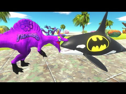 THANOS SPINOSAURUS vs BATMAN ORCA ATOLL DEATH RUN - Animal Revolt Battle Simulator