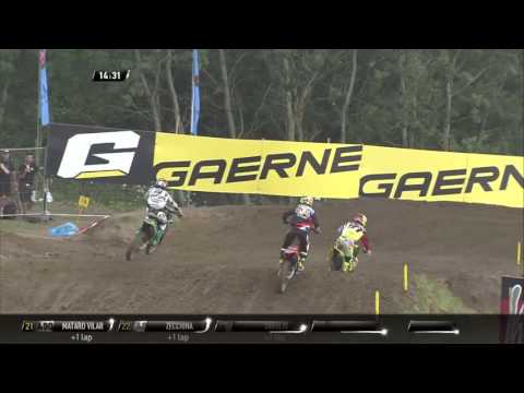 Dylan Ferrandis passes Jeremy Seewer MXGP of Czech Republic MX2 Race 2 - 2016