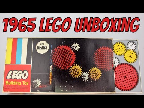 YouTube thumbnail: Unboxing 1965 Vintage LEGO by Samsonite - 001 Gears - 52 Years Old!