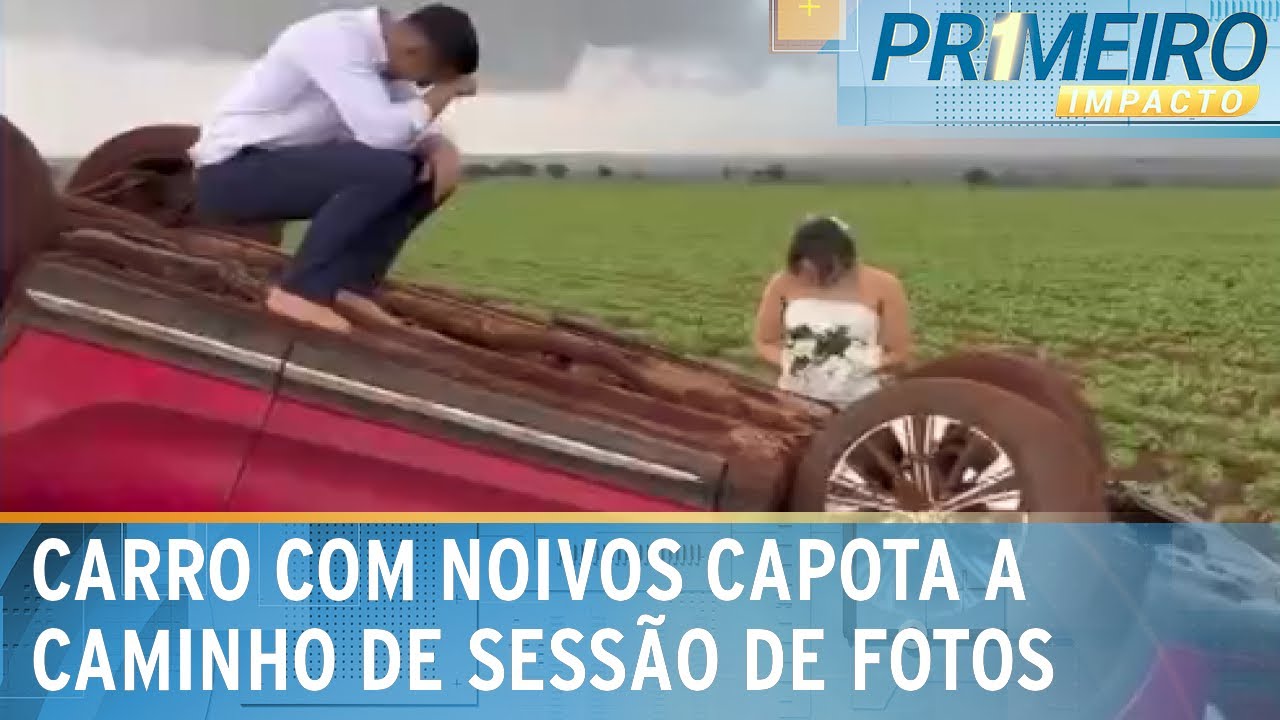 Noiva fala sobre carro que capotou a caminho de sessão de fotos | Primeiro Impacto (27/12/24)