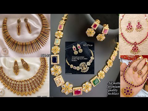 Meesho Necklace Jewellery Collection👌/Brass Copper Gold Plated Necklace👌| ColourFul Stone Jewellery