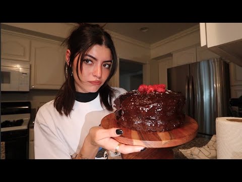 baking a chocolate cake for my friends