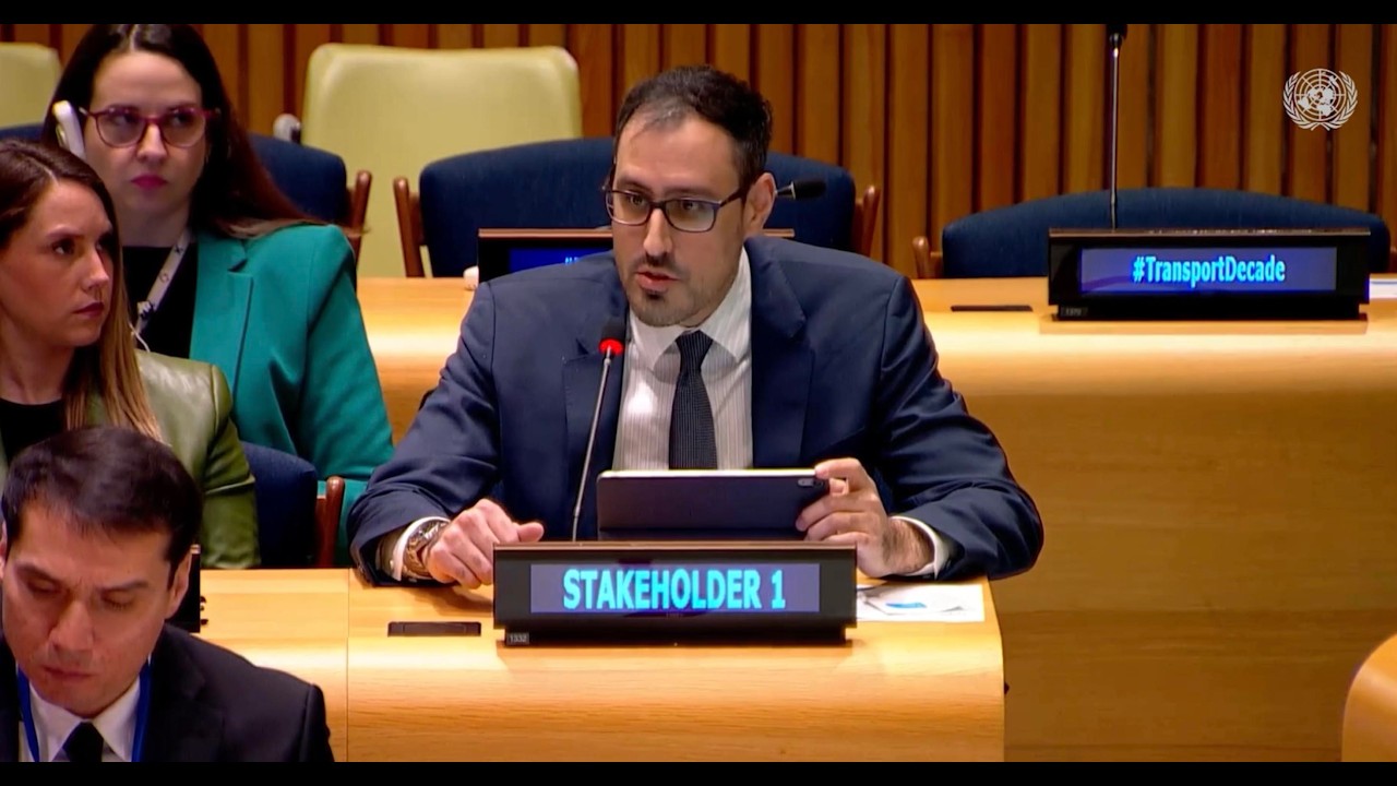 IRF Director General Gonzalo Alcaraz at the launch of the UN Decade of Sustainable Transport