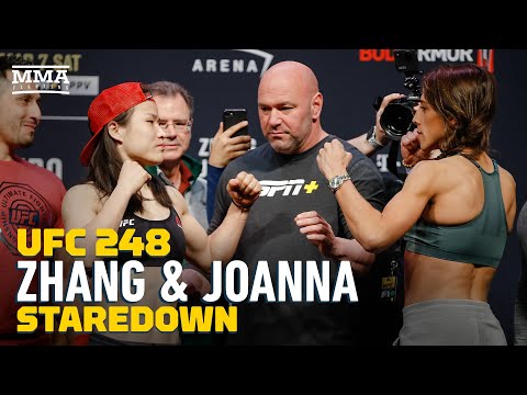 Zhang Weili vs. Joanna Jedrzejczyk UFC 248 Weigh-In Staredown - MMA Fighting