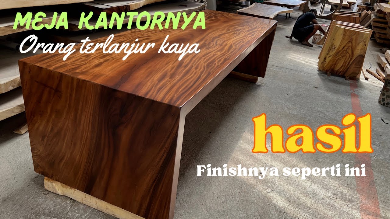 Meja kantor solid kayu trembesi
