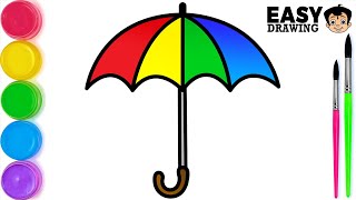 Easy ☂️ UMBRELLA Drawing | How 2 DRAW + COLOR an Umbrella | छाता का आसान चित्र कैसे बनाएं