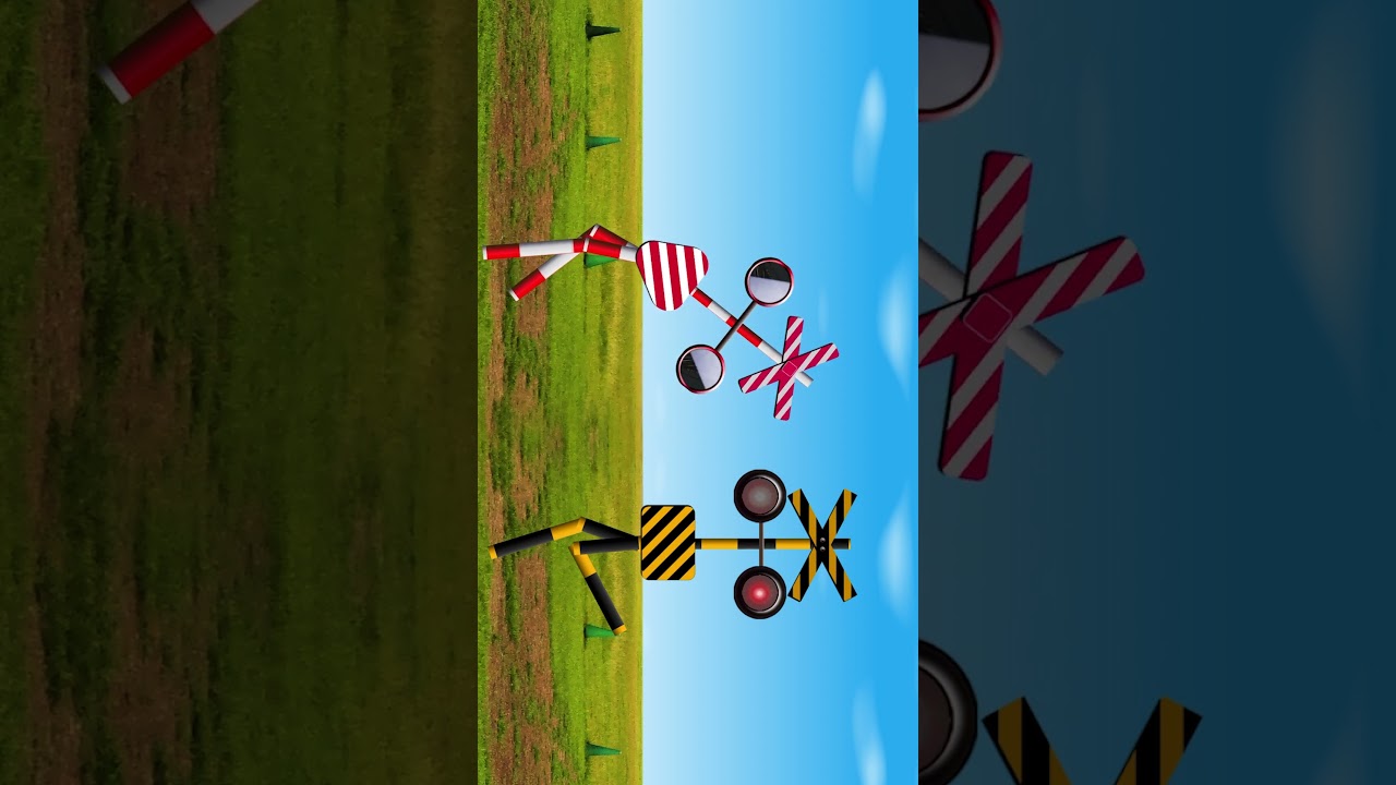 おもいがけず次々に現れるキャラクターの濃い踏切たちがジャンプで大行進1 / 4K / Parade of Railroad Crossings #Shorts