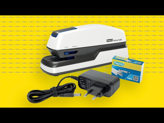 Rapid Optima GripE Agrafador Eléctrico de Mesa + Caixa de 1000 Grampas - Até 20 Folhas - Utiliza Grampas Optima 56 - Cor Cinzento/Preto 2102349 - vídeo 1