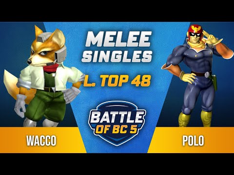 Wacco (Fox) vs Polo (Captain Falcon) - Melee Singles Losers Top 48 - Battle of BC 5