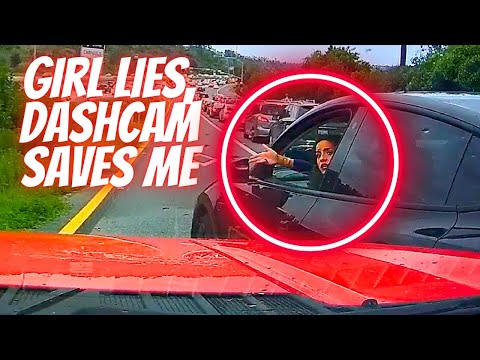 GIRL LIES, DASHCAM SAVES ME-- Bad drivers & Driving fails -learn how to drive #1128