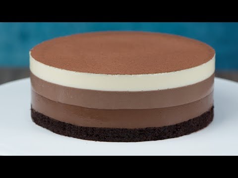 triple chocolate mousse cake recipe موس طبقات الشوكولاته - طريقة التحضير