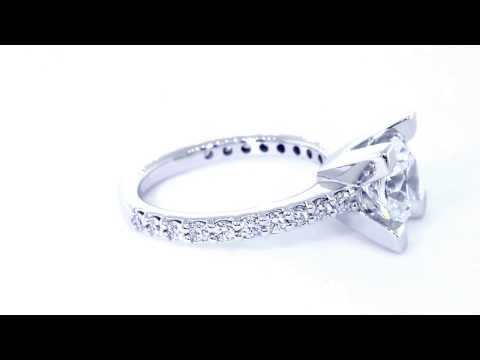 Engagement Ring Setting for a Round Diamond, 0.60CT Sides in 14k White Gold - EWK1662W1