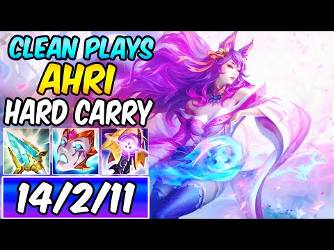 CLEAN AHRI PLAYS - HARD CARRY MODE | Best Build & Runes | How to play Ahri Mid | League of Legends