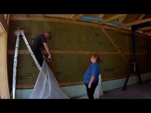 Garage project: Interior insulation, vapor barrier and sheathing.