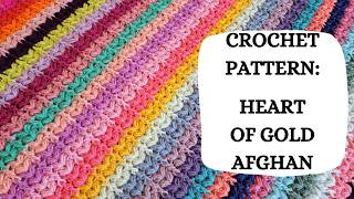 Crochet Pattern: Heart Of Gold Afghan | Tutorial, DIY, Beginner Crochet, Easy Crochet Blanket, Cute💖