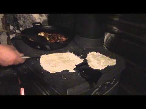 Wood Stove Cooking - Homemade Fajitas and Flat Bread