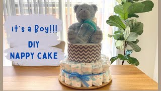 How to make DIY Nappy Cake | Baby Boy Baby Shower