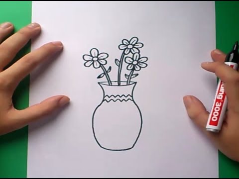 Como dibujar un jarron con flores paso a paso 2 | How to draw one vase with flowers 2