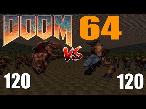 100 Cyberdemon vs 100 Mother Demon - BOSS BATTLES - DOOM 64 Monster Infighting