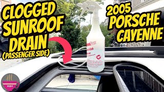 Porsche Cayenne Sunroof Drain Clogged Passenger ( Water inside cabin ) Fix DIY Clean unclog hose end