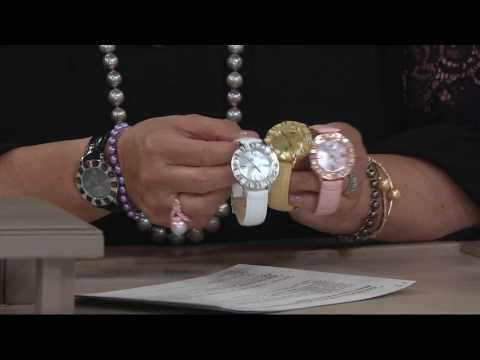Honora Mother-of-Pearl & Baguette White Topaz Stainless Watch on QVC
